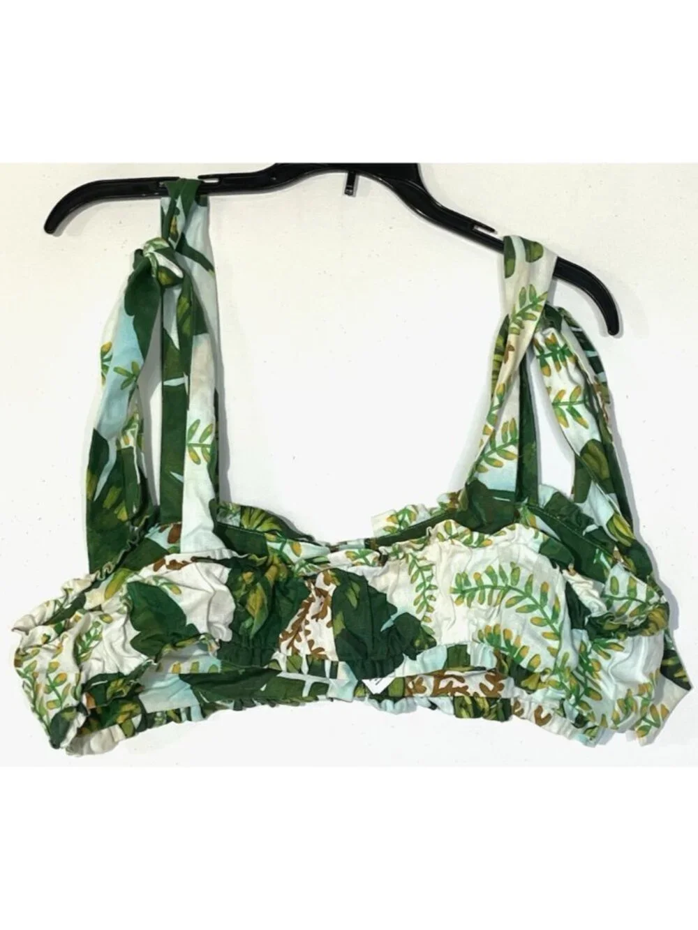FARM RIO Tropical Forest 100% Linen Crop Top + Wide Pants 2 PC Set Suit